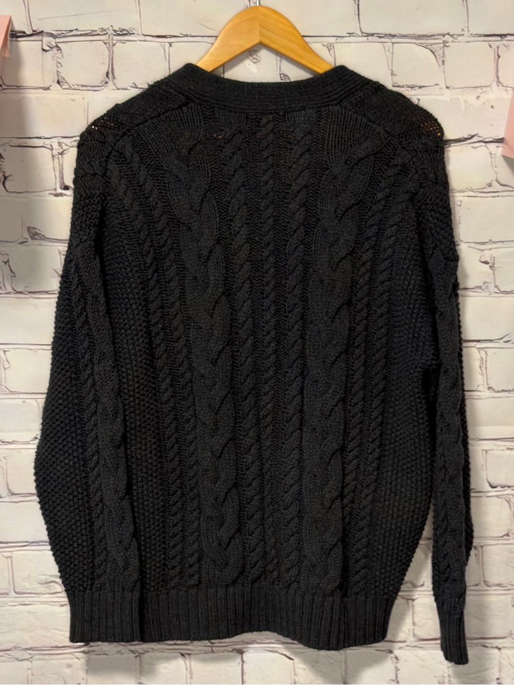 QUINCE OVERSIZED CABLE KNIT ORGANIC COTTON CARDIGAN CHUNKY V NECK WARM TIMELESS - Picture 9 of 11